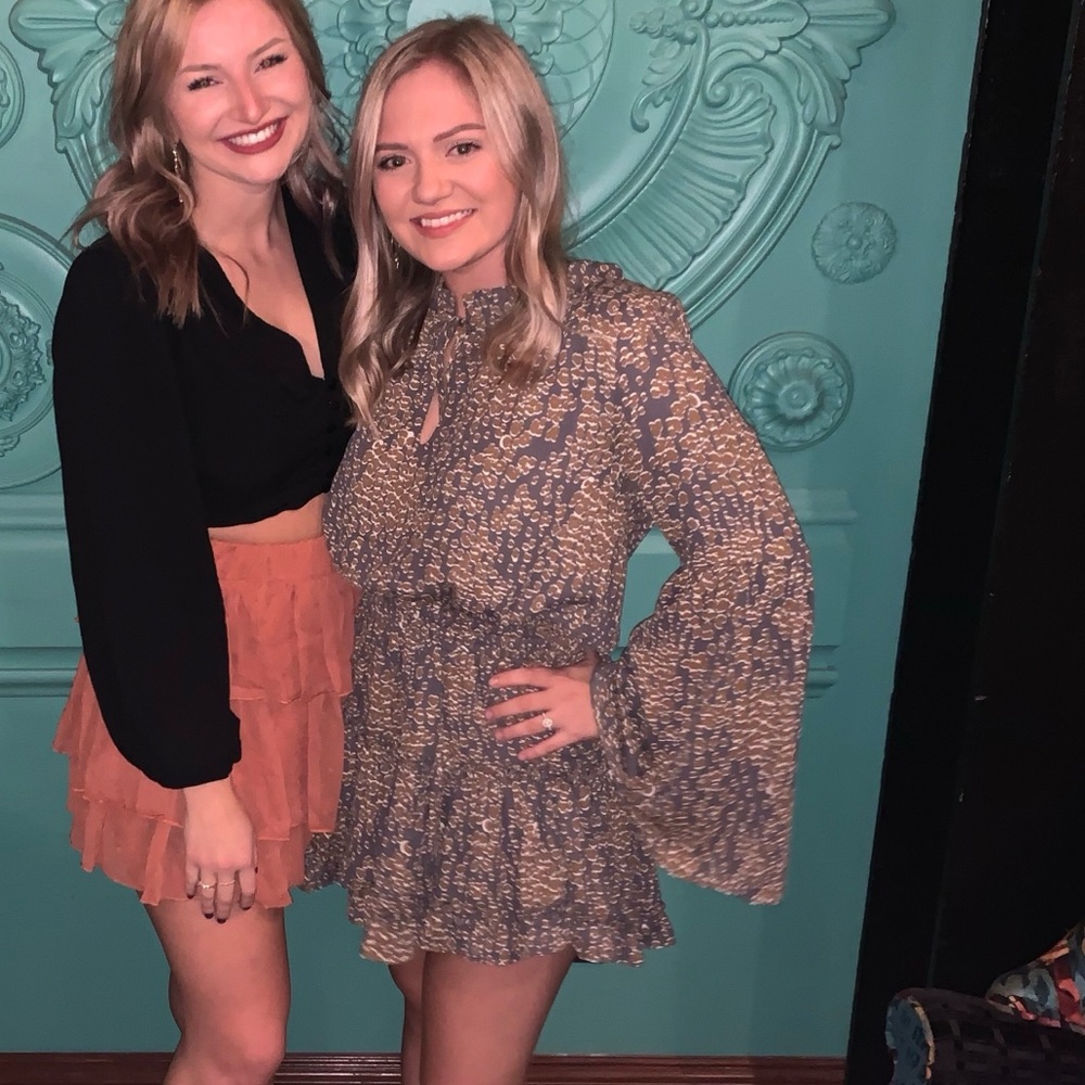 Buddy Love long sleeve ruffle cinched waist dress
